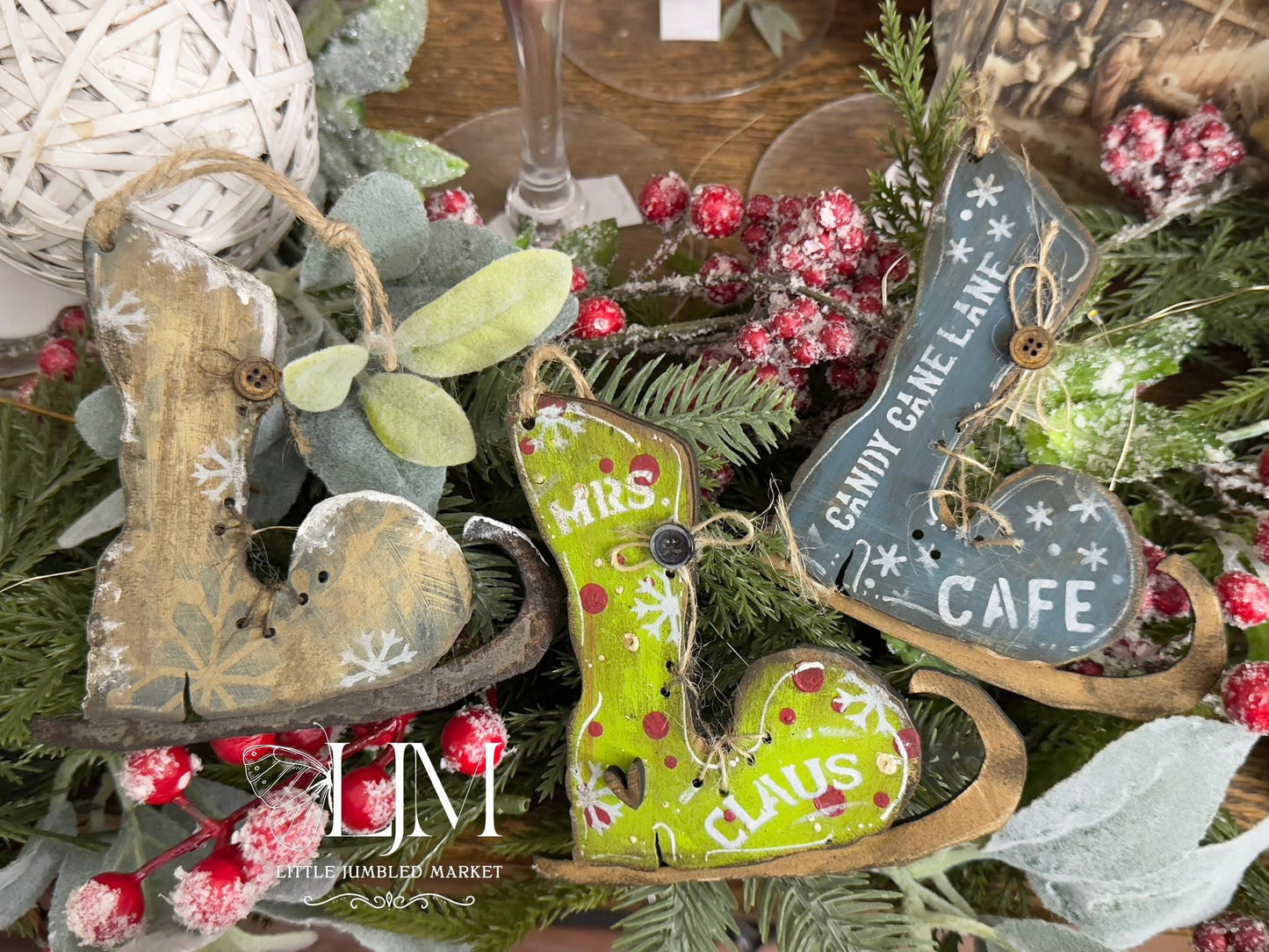 Wonky Jumbled Ice Skate Ornament Set (3 pc) #370