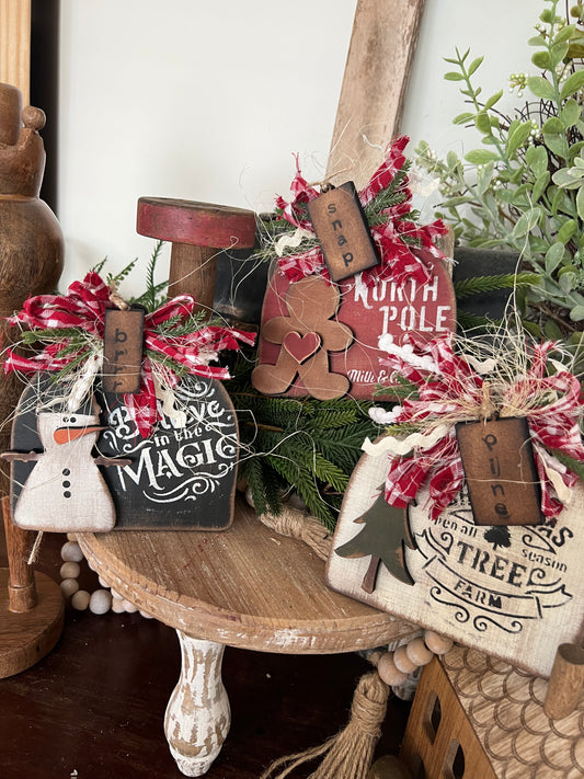 Cloche Breadboard 5.5” Jumbled Ornament set 3-pack #261