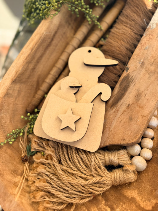 Rustic Pocket Snowman with Little Buddy Ornament DIY Wood Kit 790