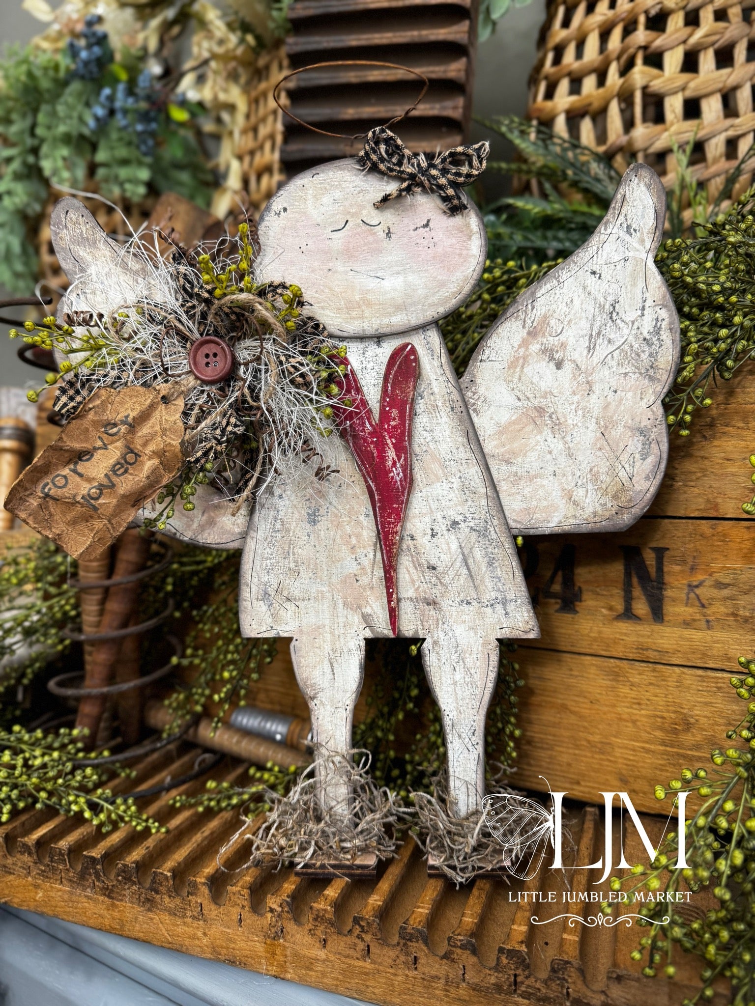 Wonky Rustic Triangle Angel Character #303 – Grace and Tattered Lace