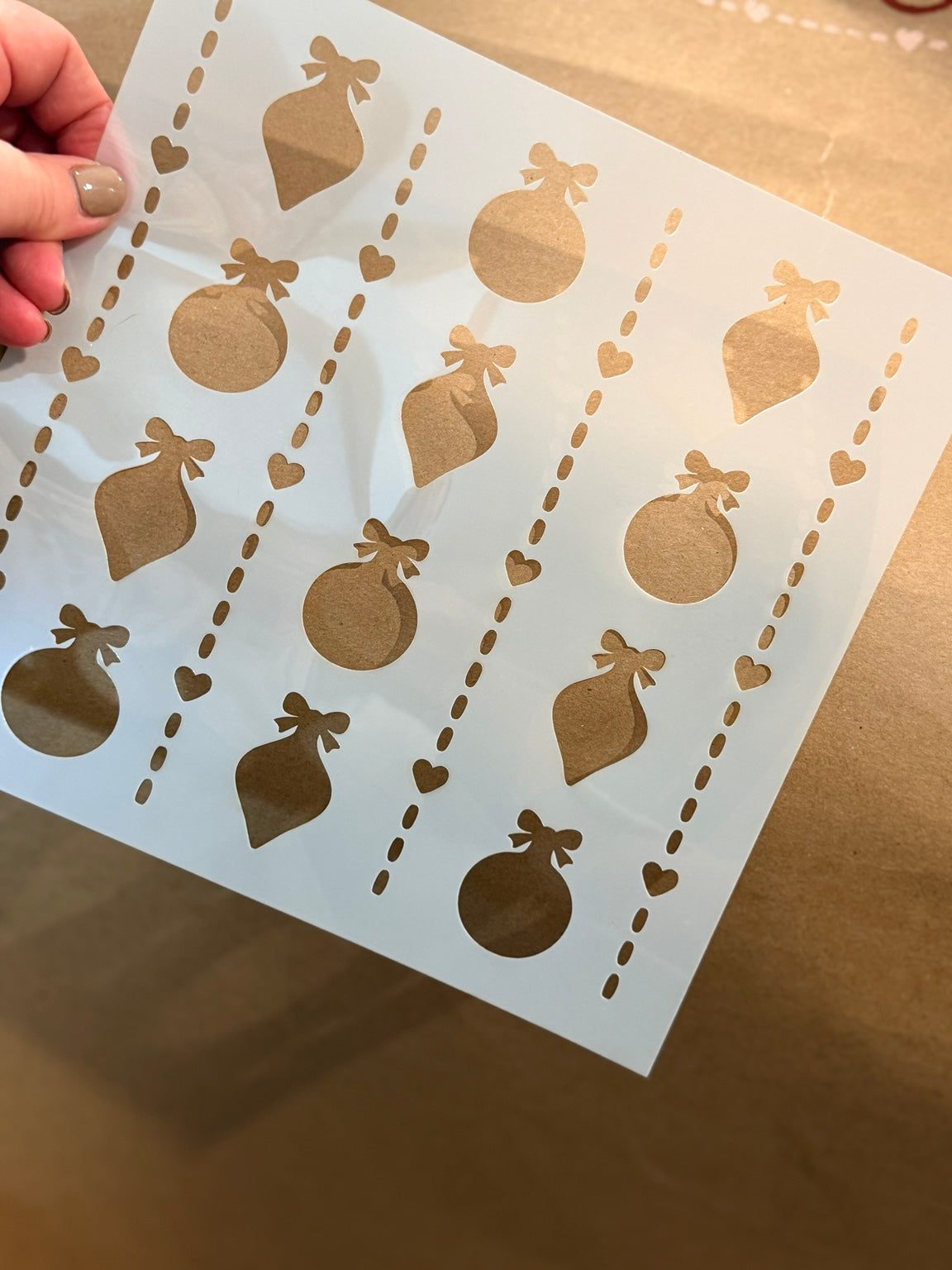Vintage Christmas Ornaments & Heart Stitch Stencil