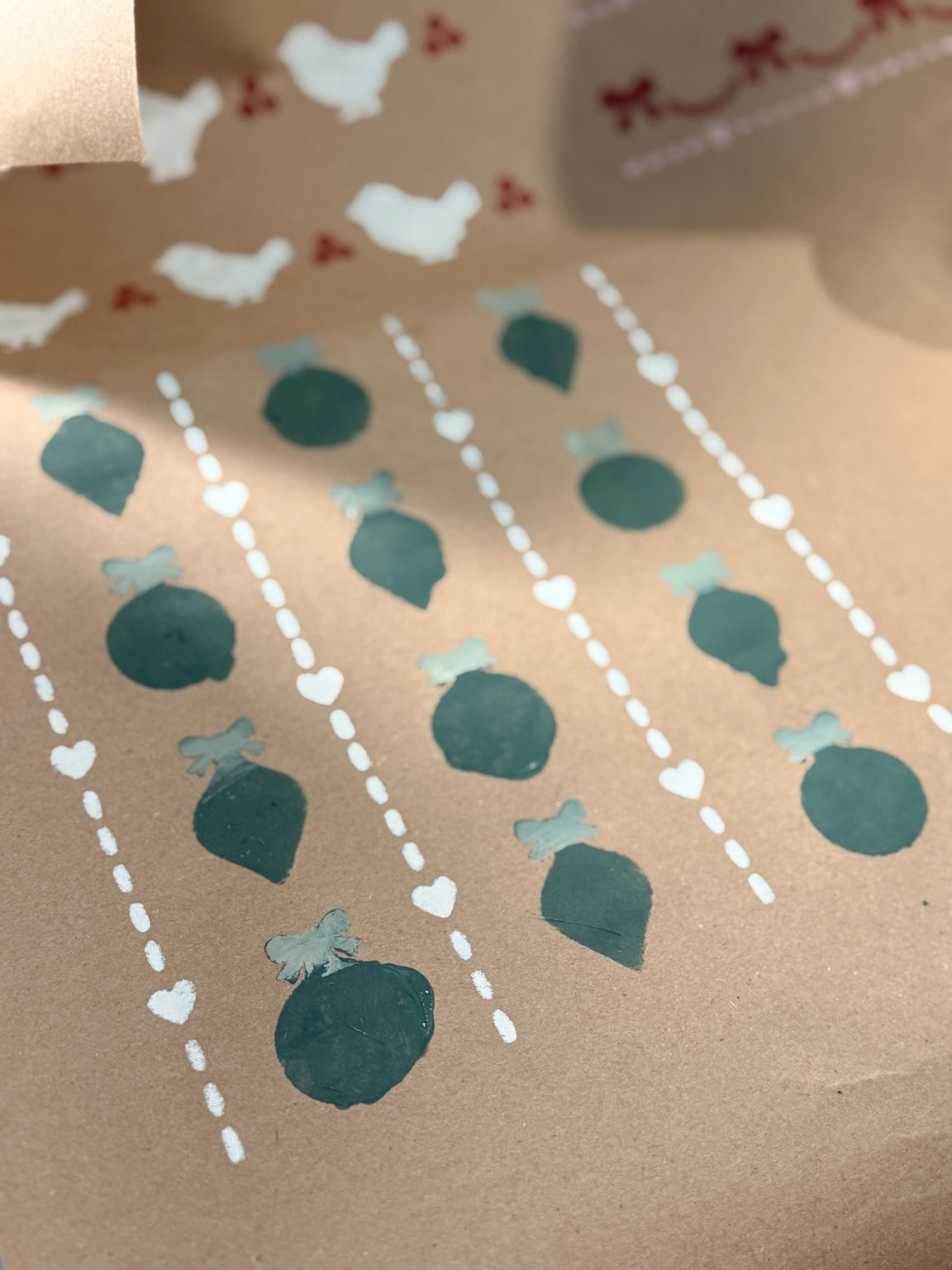 Painted vintage Christmas ornaments stencil sample