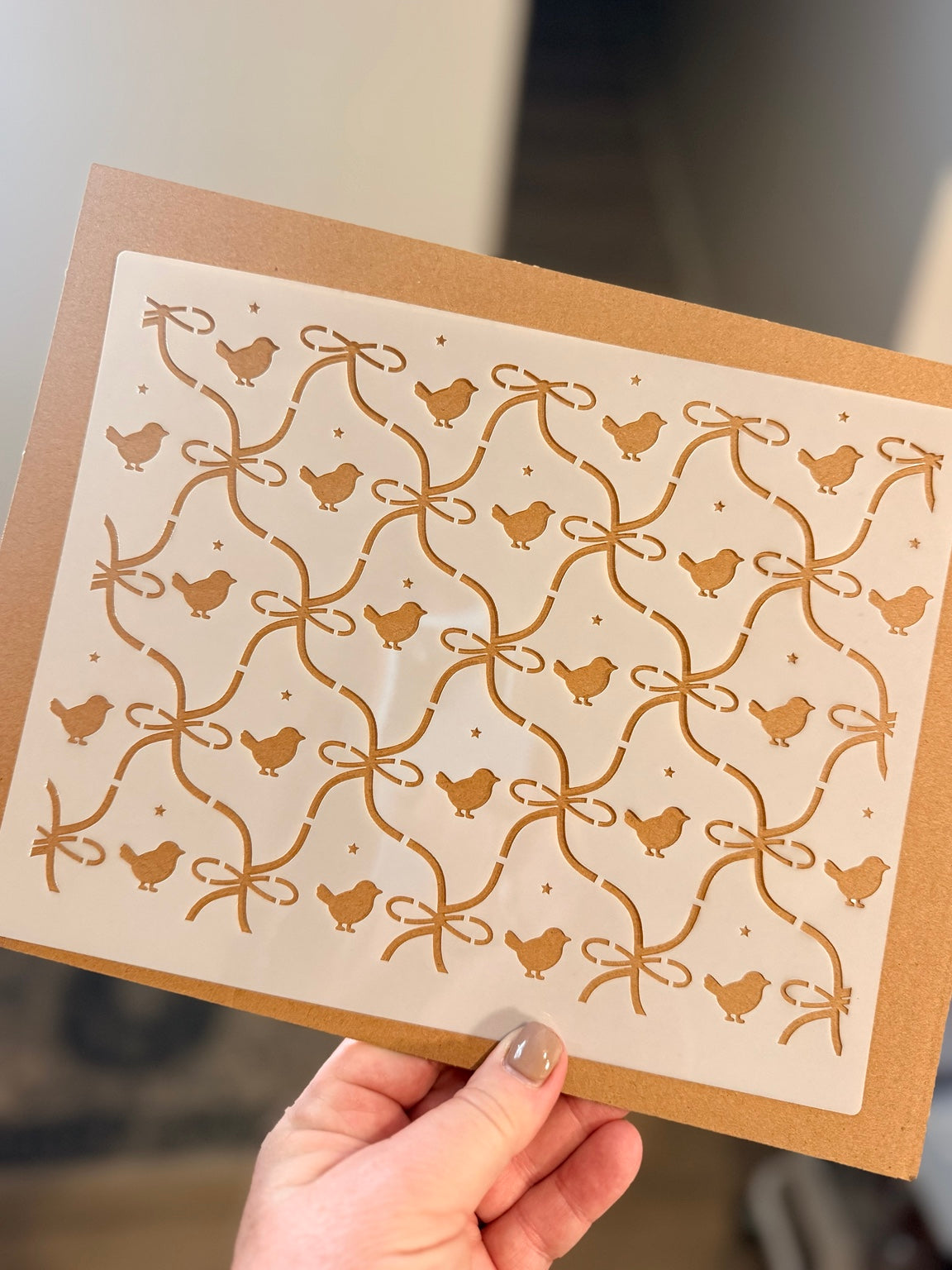 Tattered Ribbon Trellis & Birds Stencil