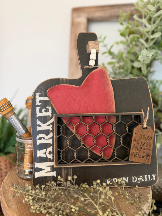Heart Insert and 14 Tag ONLY (Fits Faux Chicken Wire Cutting Board)#443