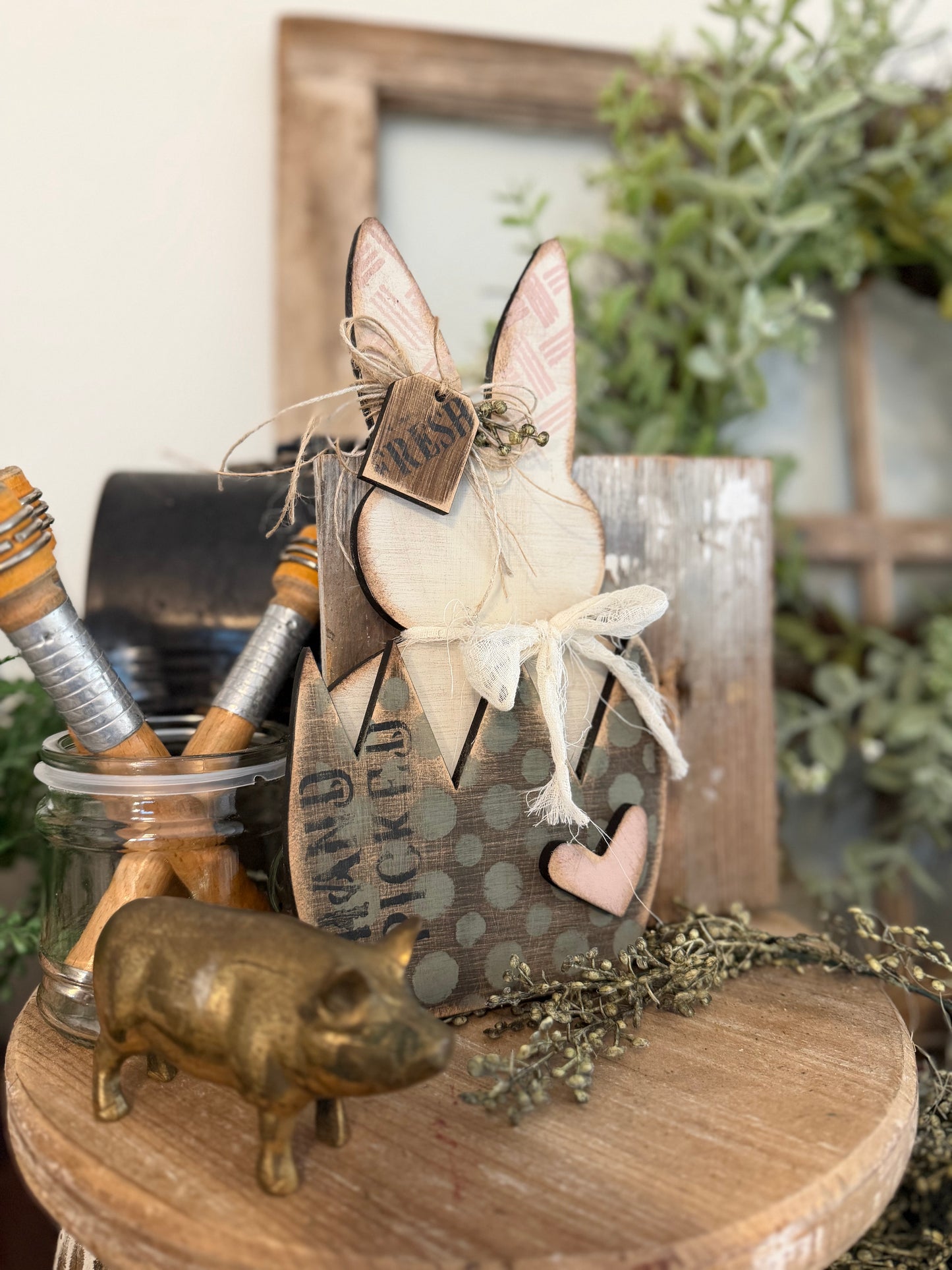 Rustic Bunny in an Egg Shelf Leaner #494