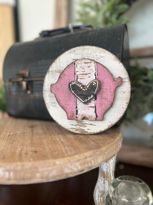 Primitive Country Pig- A Interchangeable Insert-Tabletop Spindle Frame