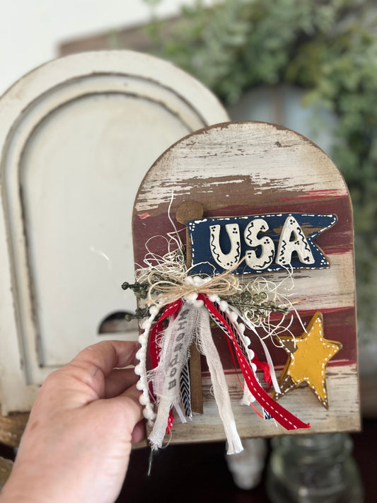 USA Flag Insert- Double layer Oval Interchangeable -INSERT ONLY