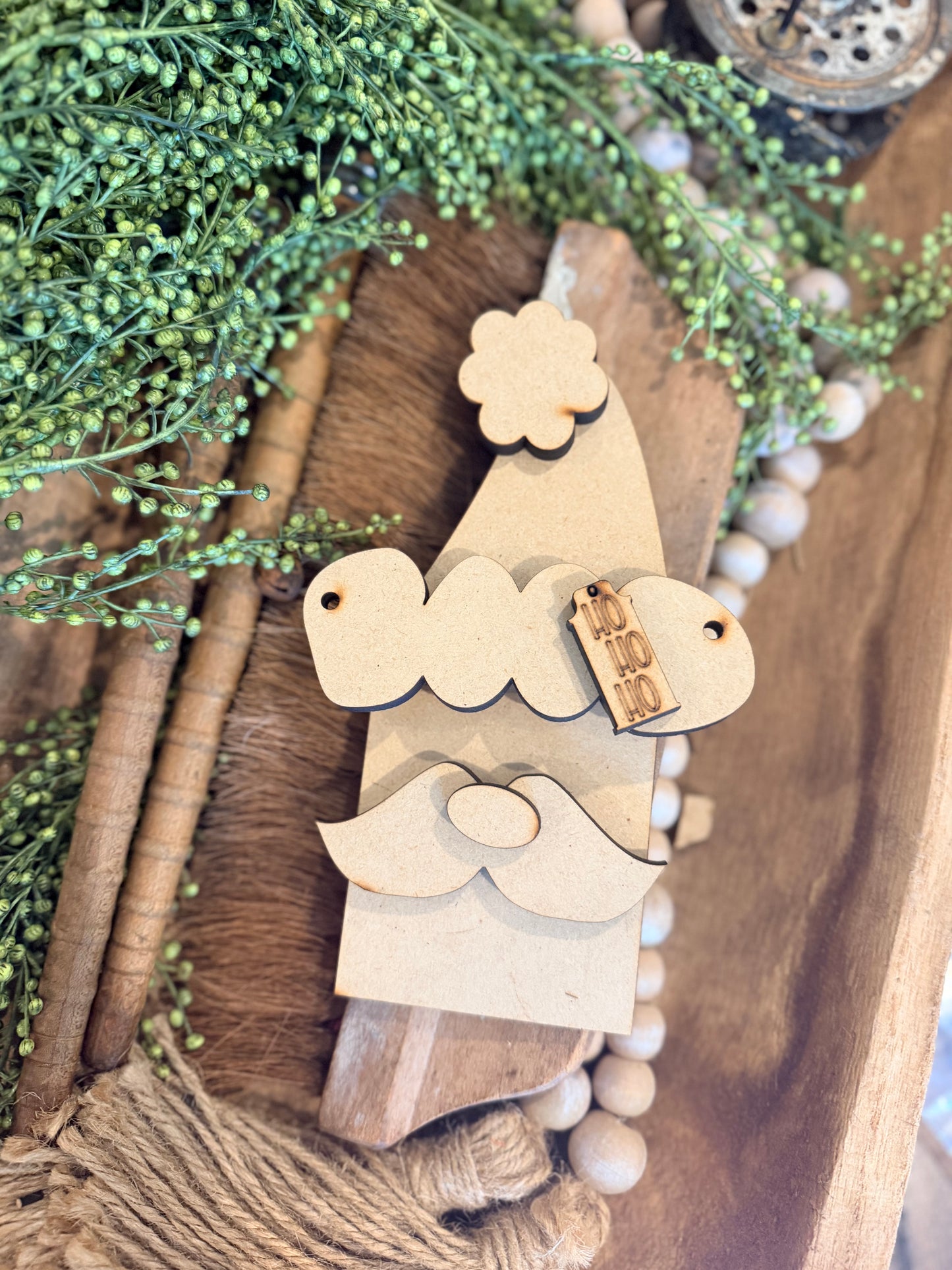 Wonky Whimsical Rectangle Santa Ornament 721