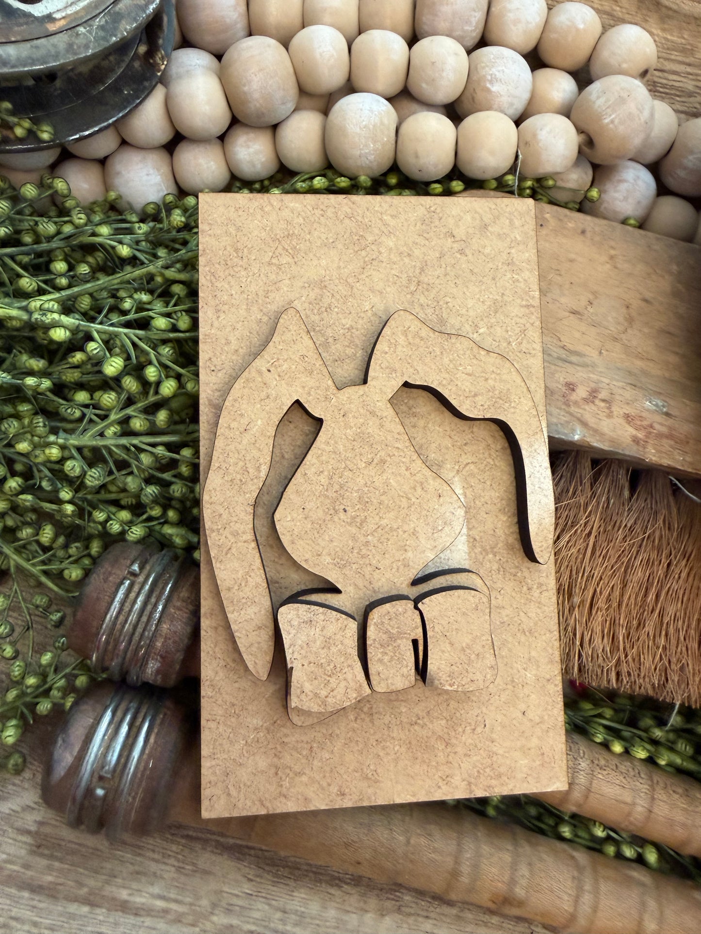 Tattered Bow Tie Bunny Insert (interchangeable large) #560