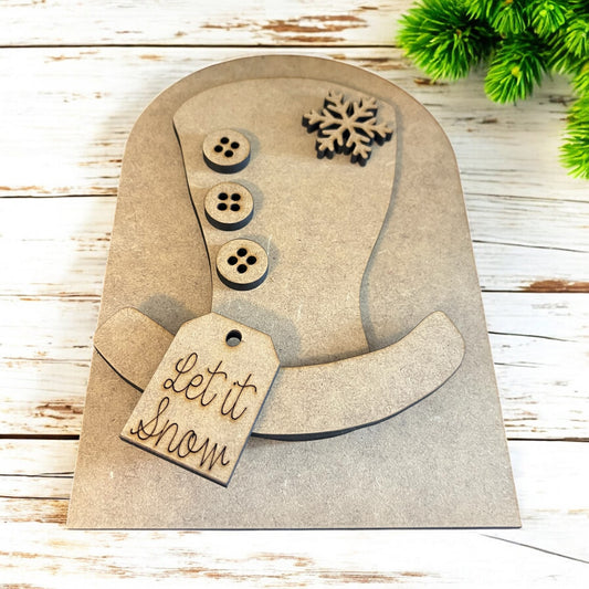Rustic Snowman Hat- Double layer Oval Interchangeable -INSERT ONLY