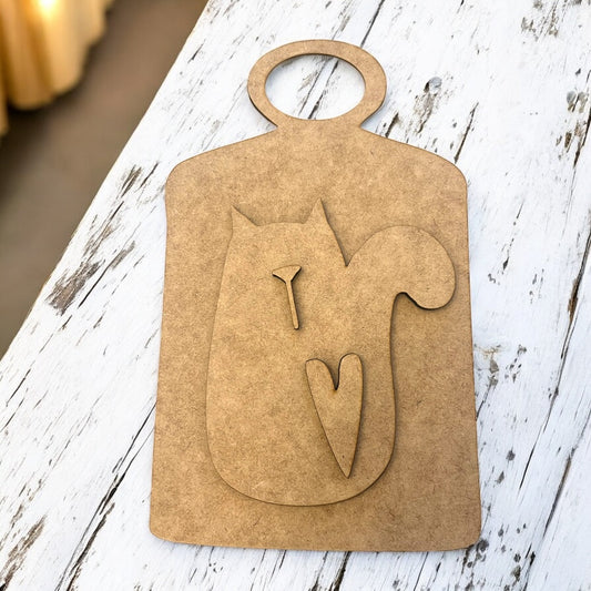 Prim Black Cat with Large Hole Cutting Board