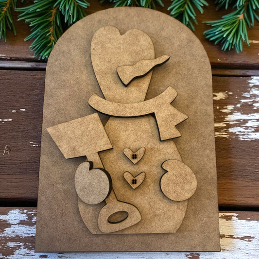 Wonky Snowman with Shovel Double Layer Oval Frame INSERT ONLY