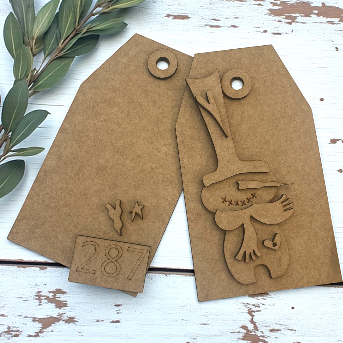 Rustic Vintage Snowman with Scarf and Tall Hat DIY Tag Set #287