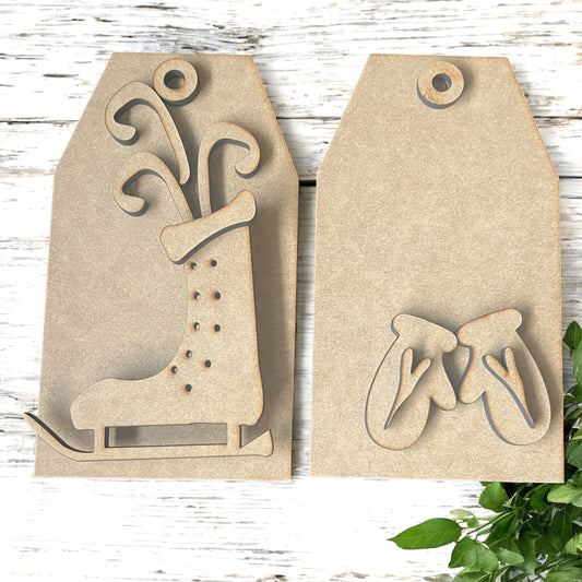 Rustic Vintage Tall Ice Skate DIY Tag Set SMALL #294