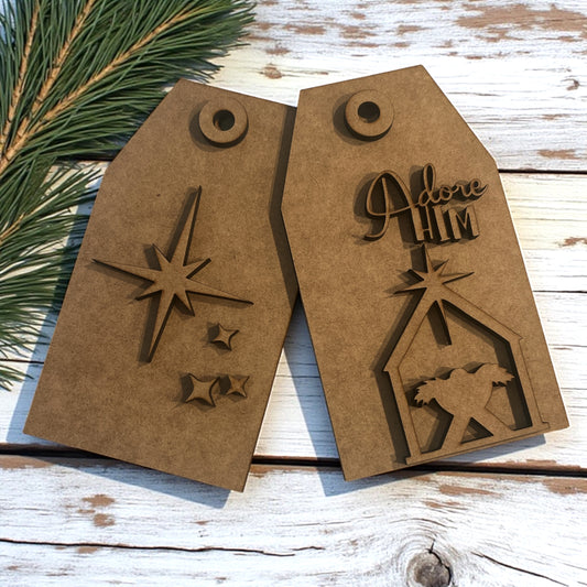 Adore Him Nativity Tag DIY Set #291 SMALL (4.5” x 7.9”)