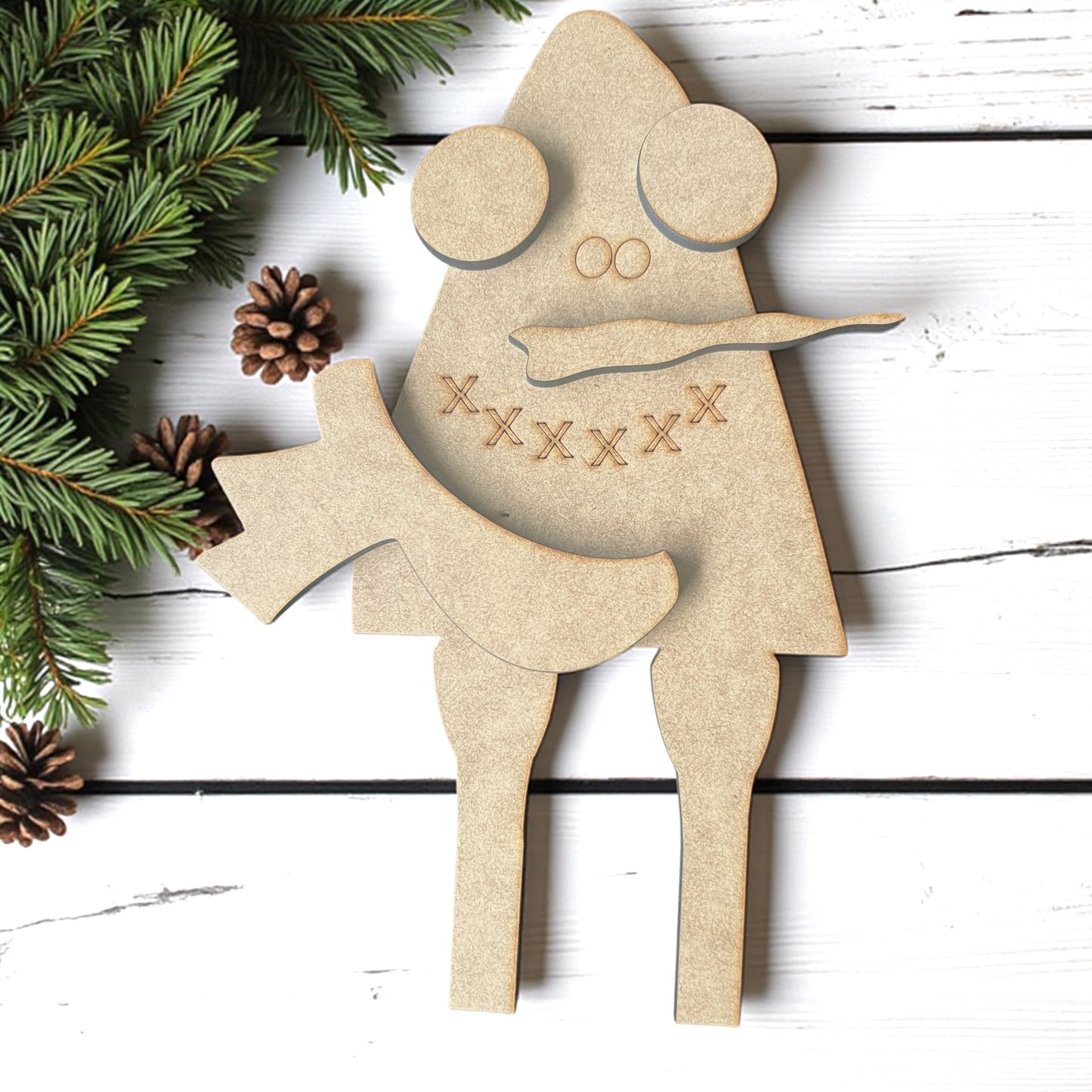 Wonky Rustic Triangle Snowman with Ear Muffs Character 295