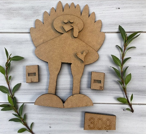 Whimsical Turkey with Wonky Round Feathers Character #309