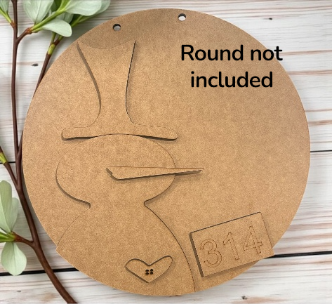 Rustic Snowman with hat A ONLY FOR 15” Round #314