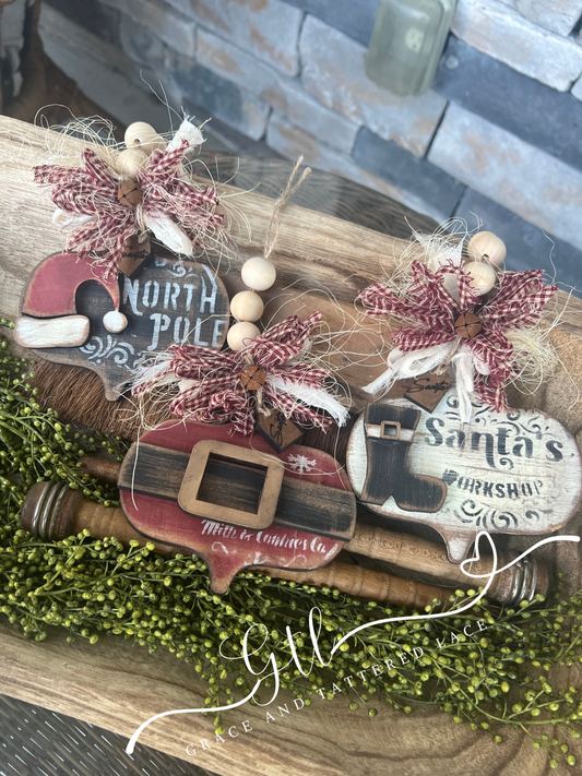 Santa's Closet With Vintage Ornament set (3 pieces ) #349