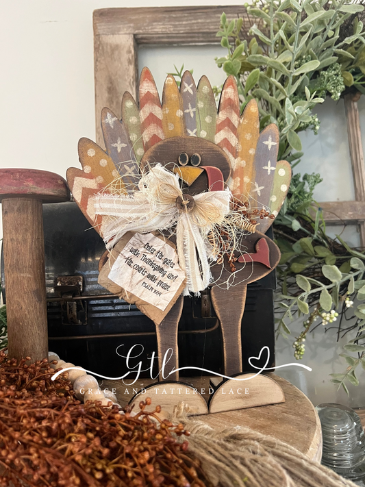Whimsical Turkey with Wonky Round Feathers Character #309