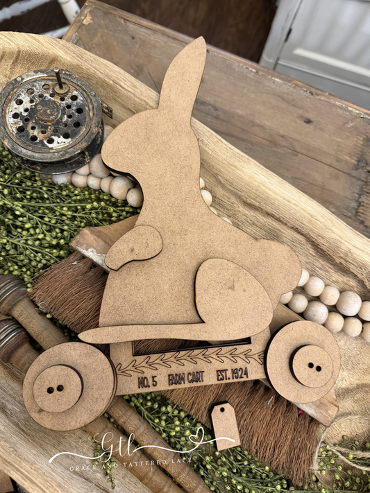 Prim Bunny Pull Toy Cart Interchangeable #541