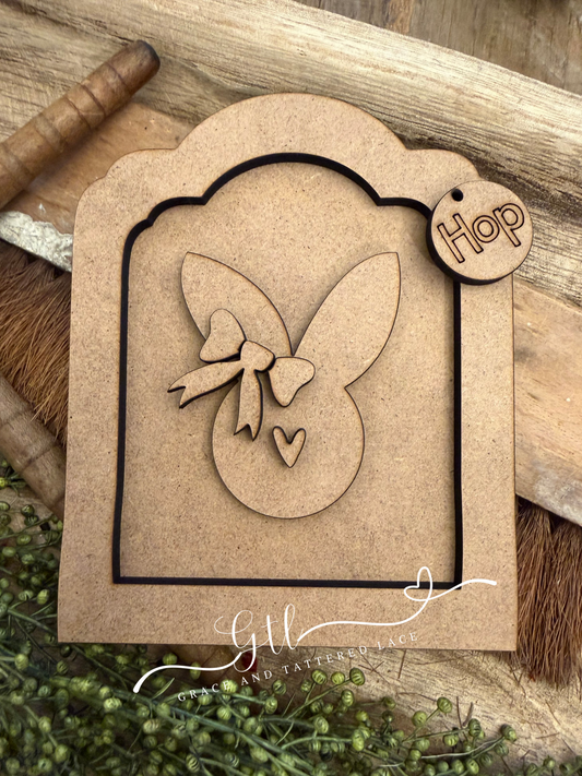 Bunny with Bow and Vintage Frame #431