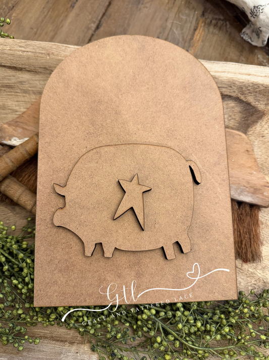 Wonky Pot Belly Pig Insert for oval frame #420