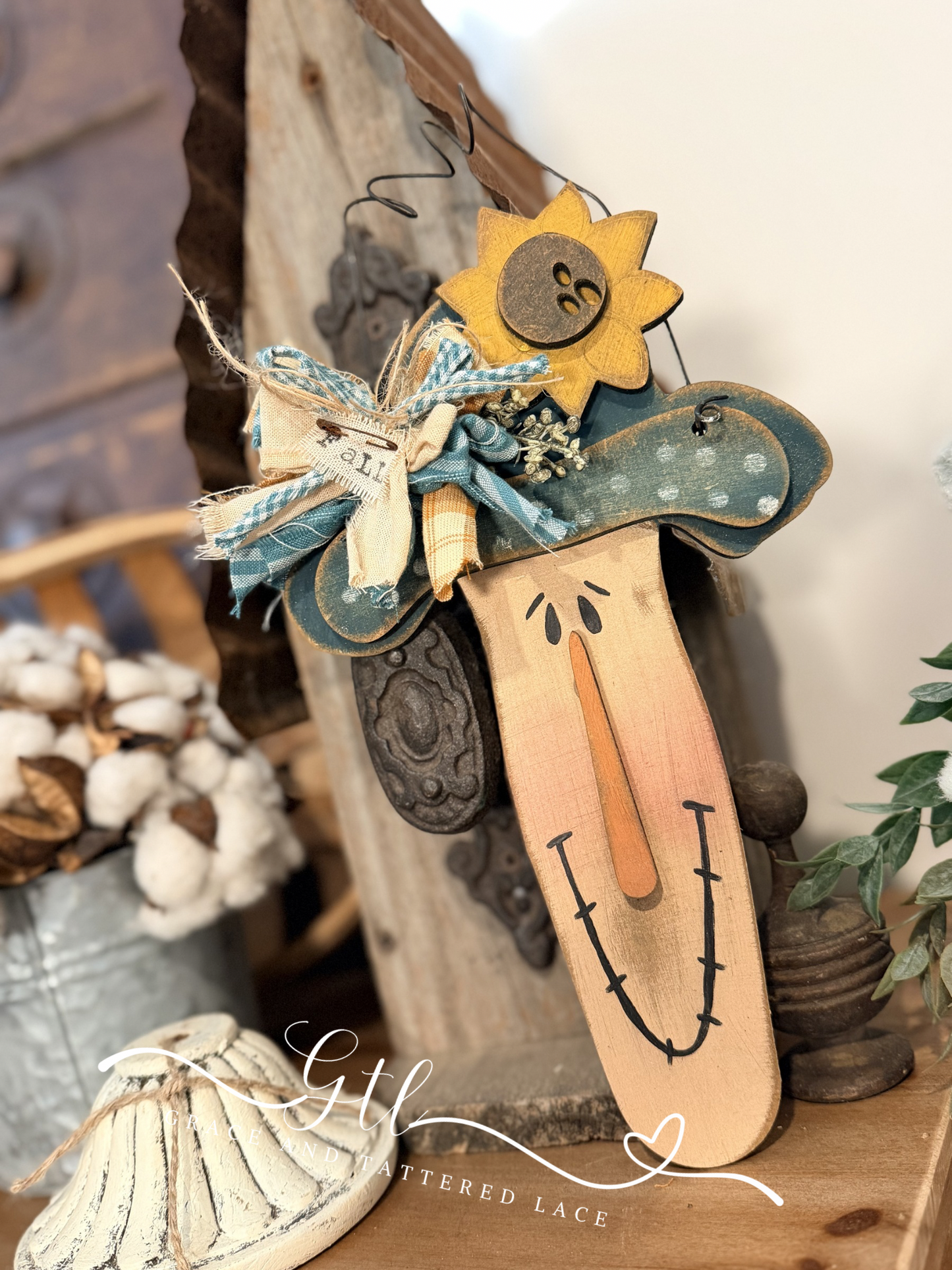Wonky Whimsical Tall and Skinny Scarecrow Hanger 665