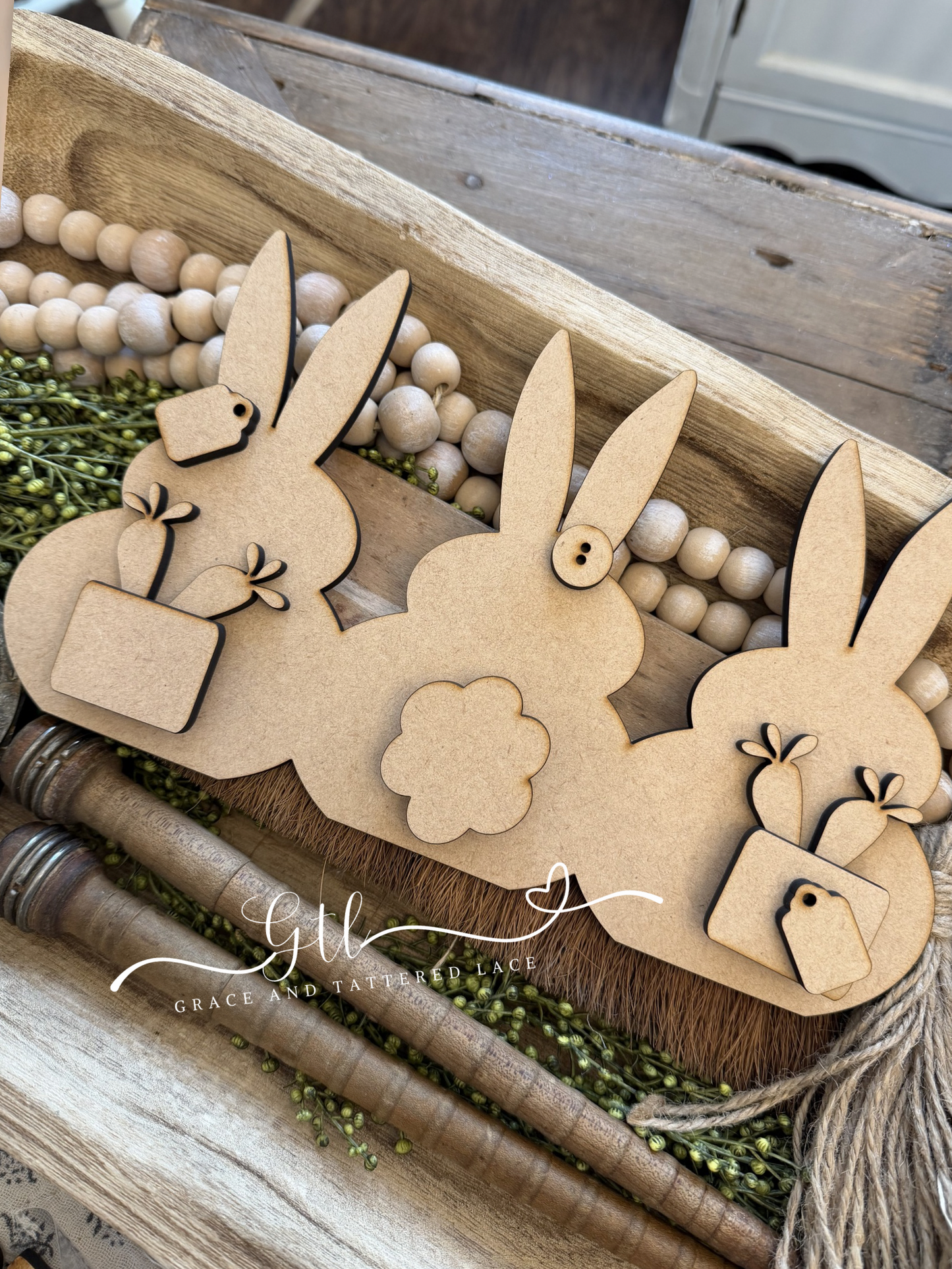 Spring Bunny Trio Wood DIY Kit # 495