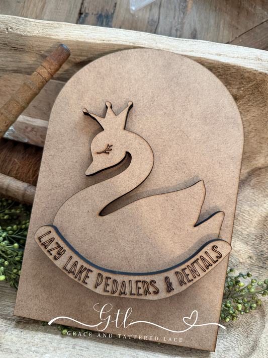 Lazy Lake Swan Insert for oval frame #408