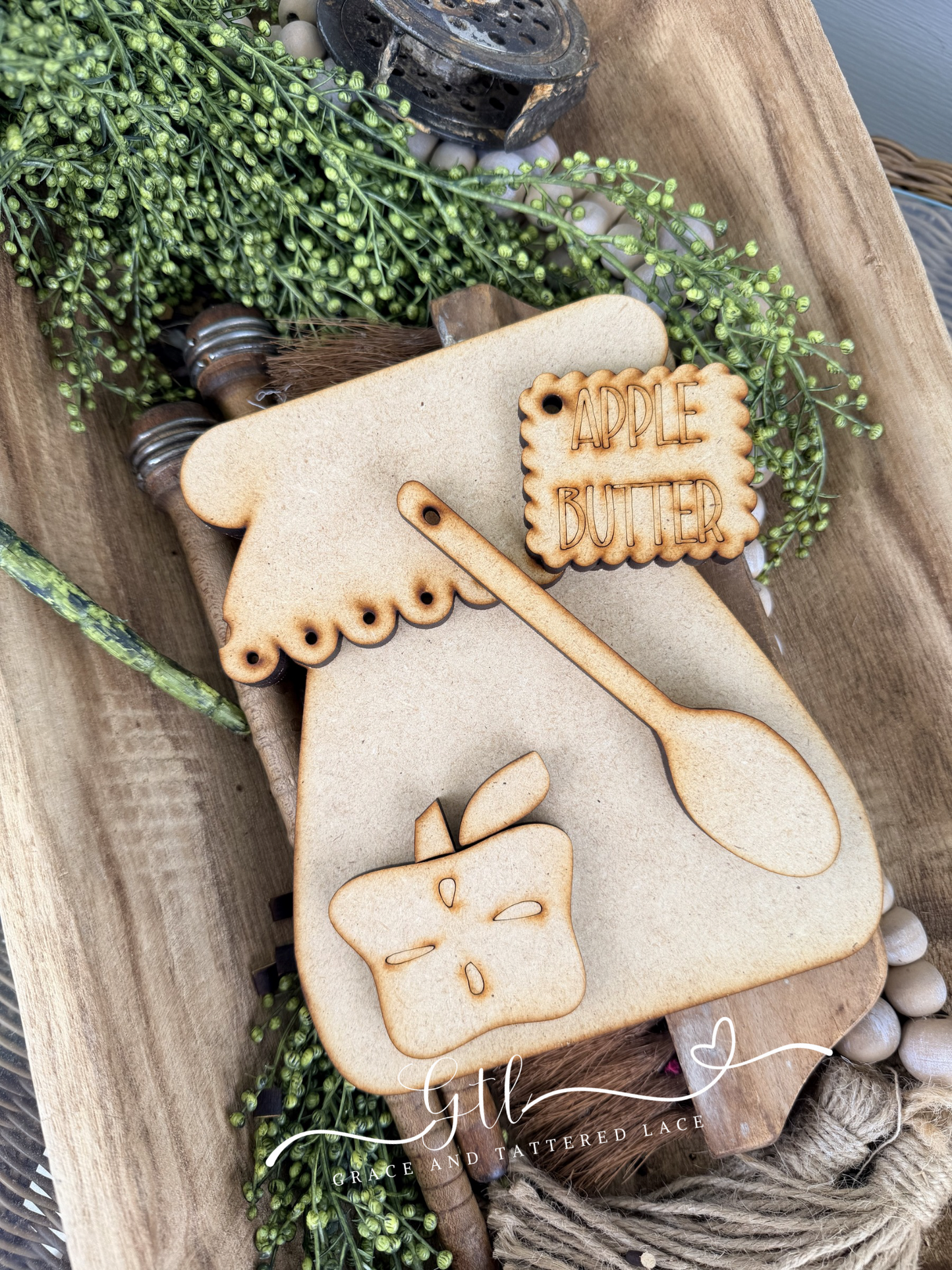 Rustic Farmhouse Jar of Apple Butter 626