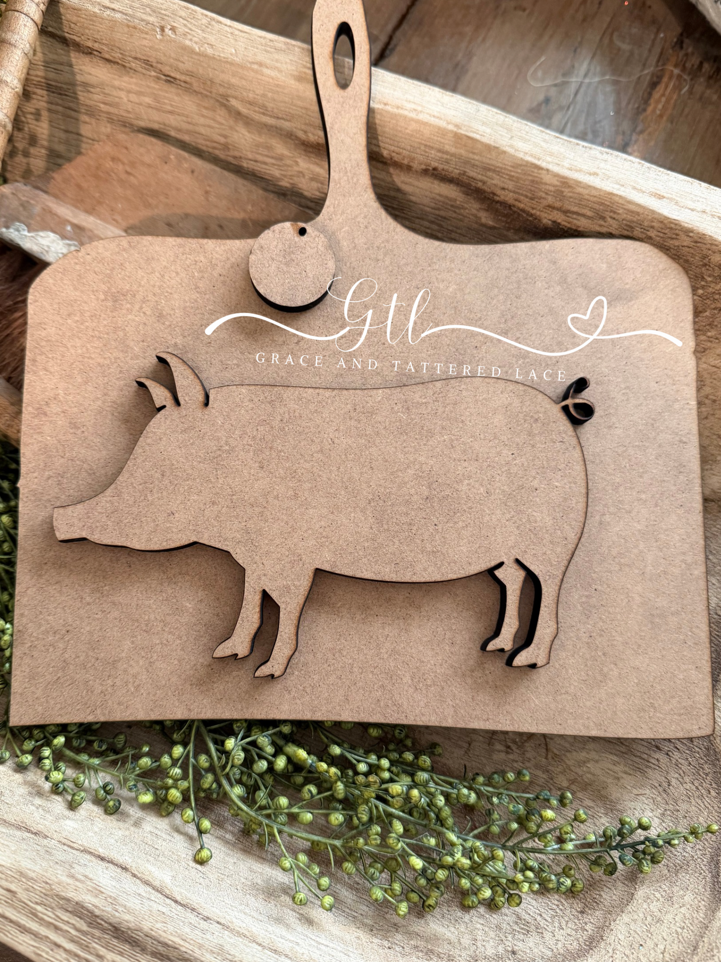 Rustic Pig on Bread Board #405