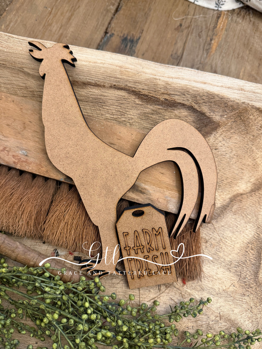 Rooster Insert and Farm Fresh Tag ONLY #445