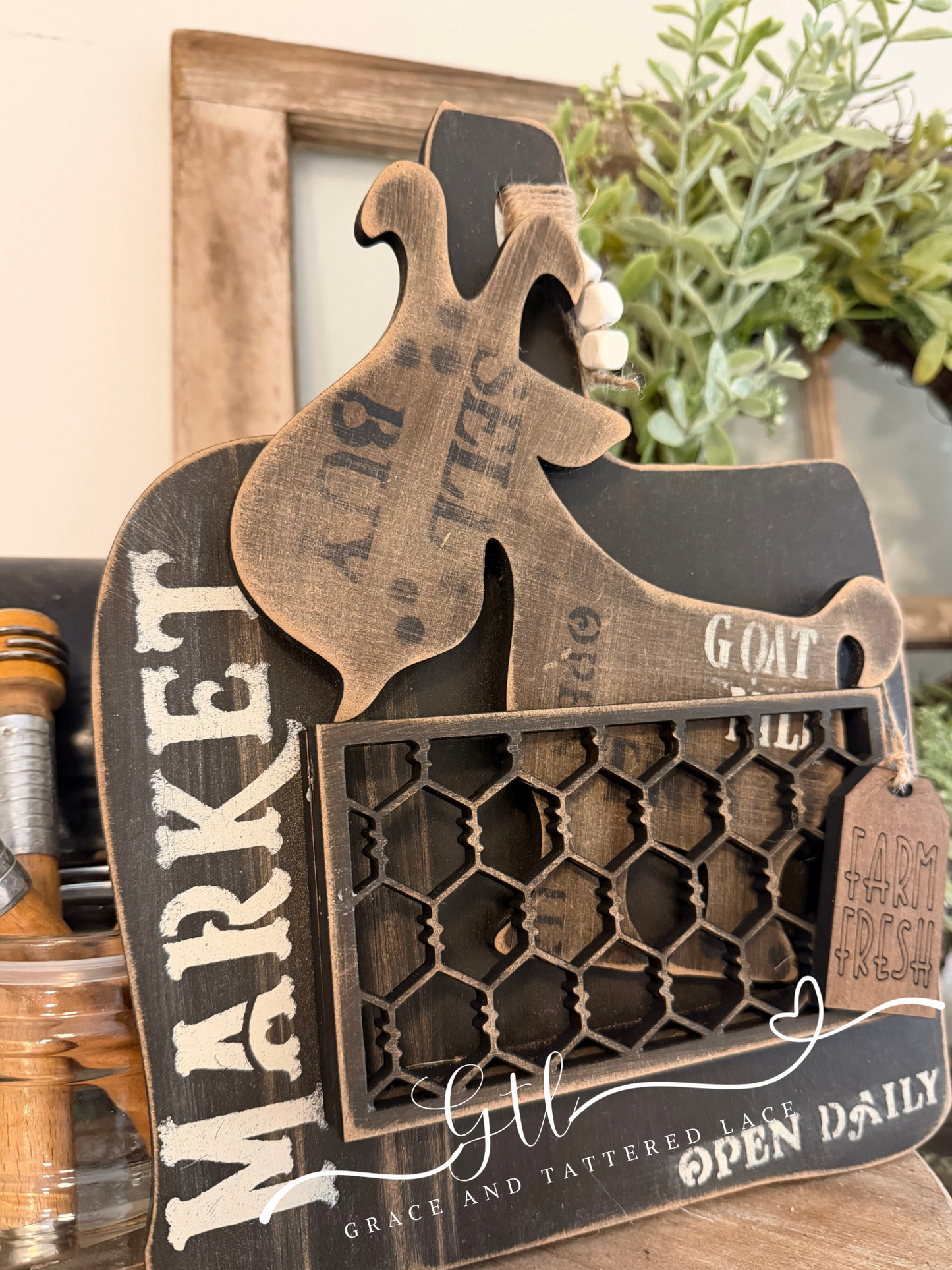 Wonky Goat Insert and Farm Fresh Tag ONLY (Fits interchangeable breadboard)#455