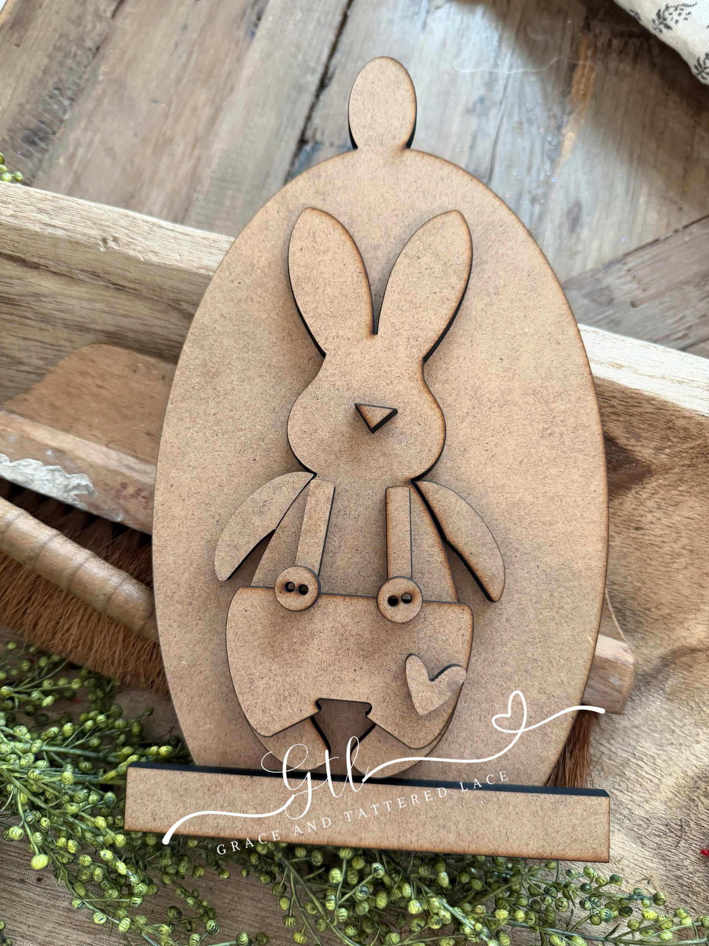 Bunny w/ Spenders in an Egg Cloche #409