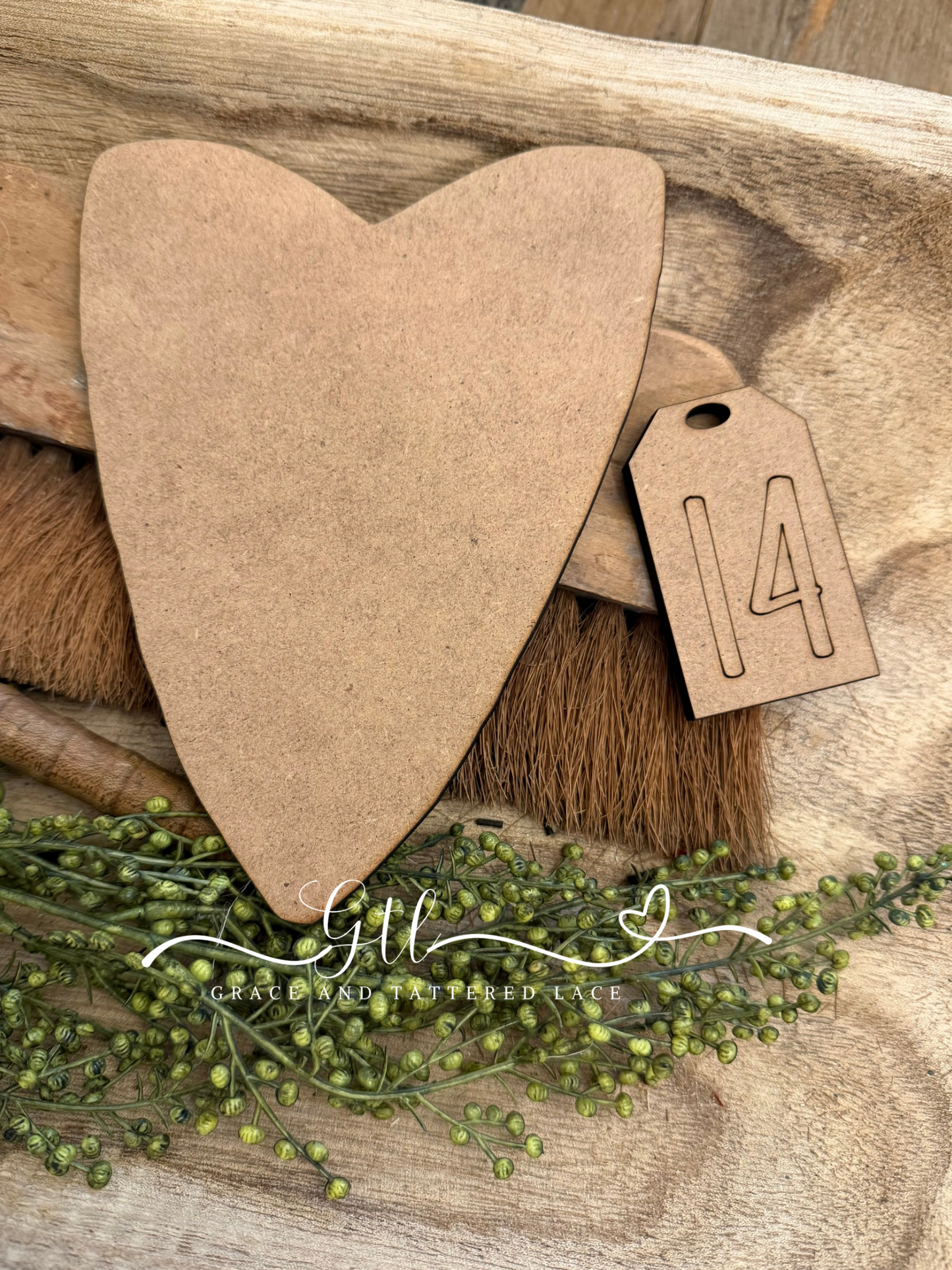 Heart Insert and 14 Tag ONLY (Fits Faux Chicken Wire Cutting Board)#443