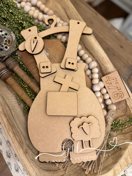Spring Sheep with Cross Overalls DIY Kit 476