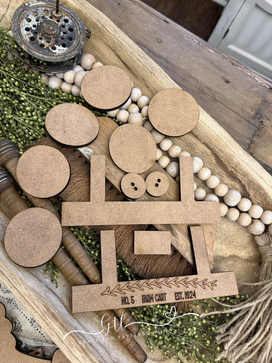 Wonky Prim Highland Cow Pull Toy Cart Interchangeable #546