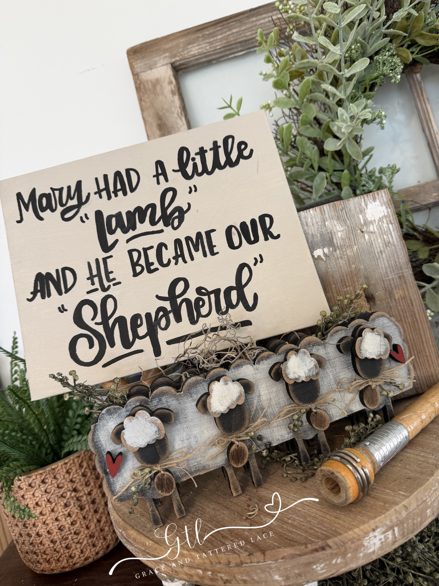 Farmhouse Sheep Planter #537