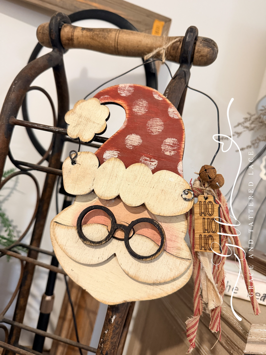 Wonky Rustic Santa With Glasses Hanger 681