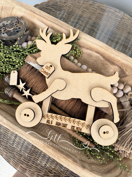 Wonky Deer Pull Toy Cart Interchangeable #598