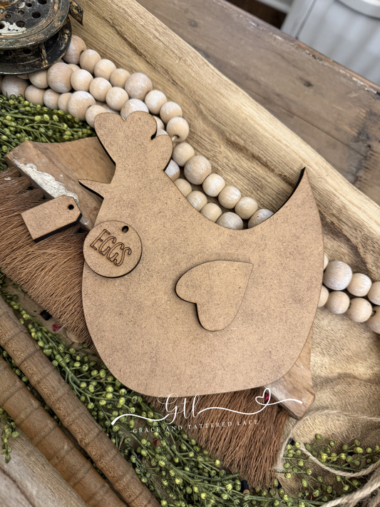 Wonky Farmhouse Chicken ATTACHMENT Pull Toy Cart Interchangeable #542B