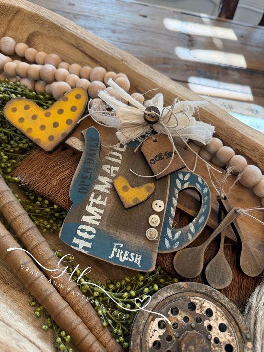 Rustic Coffee Pot Dough Bowl Fillers #451