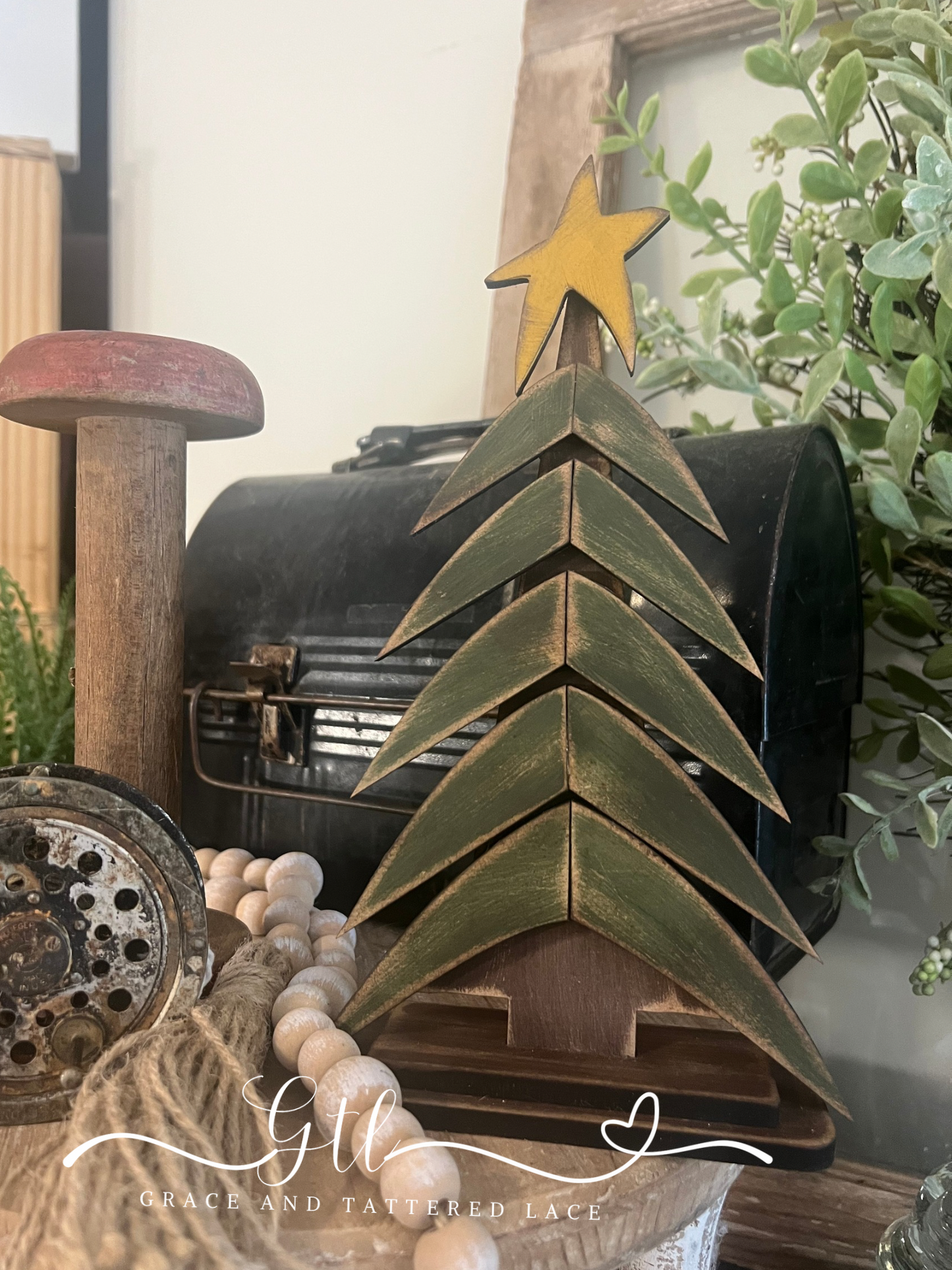 Wonky Rustic Christmas Tree With Stand #363