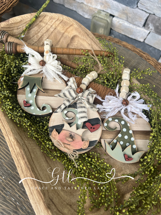 Rustic Elf Ornament Set (3 pc) #316