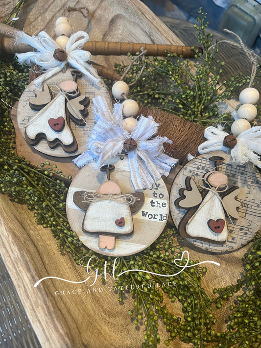 Rustic Angel Ornament Set (3 pc) #317