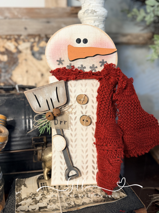 Wonky Snowman with Shovel 642