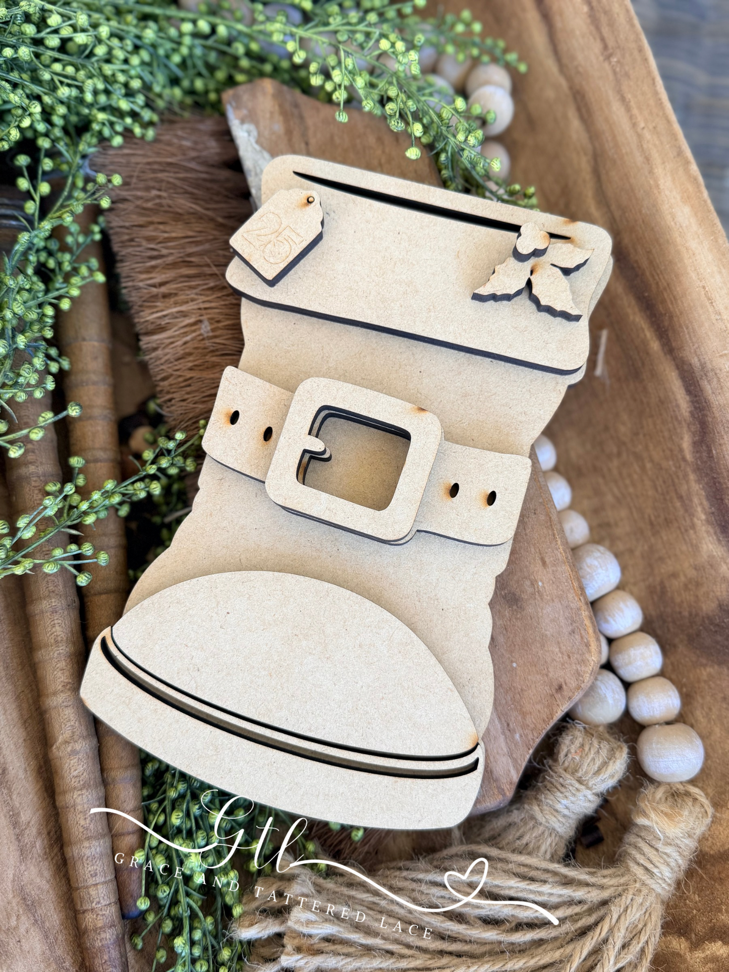 Wonky Rustic Santa Boot 733