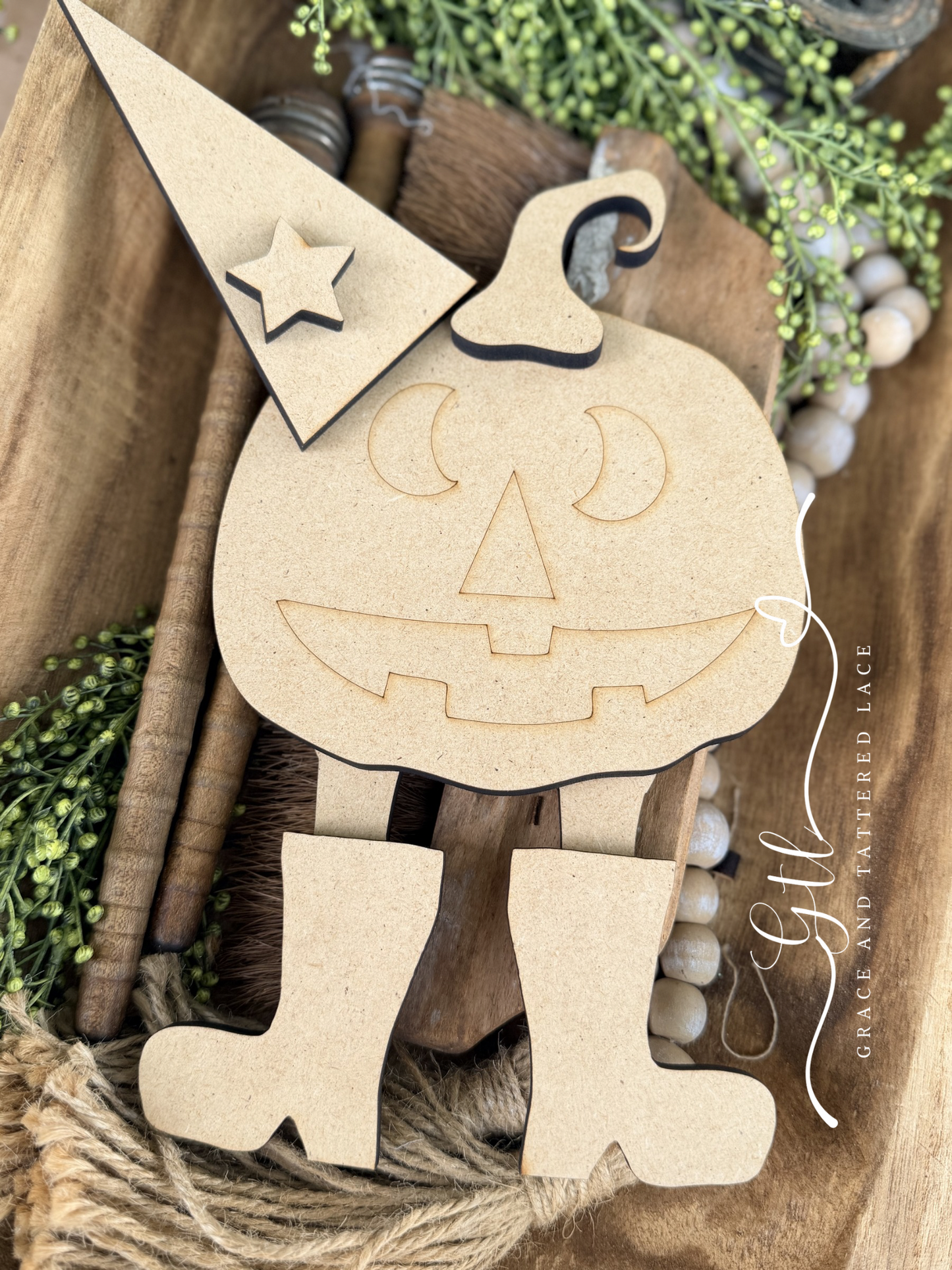 Wonky Whimsical Pumpkin Guy with Boots 660