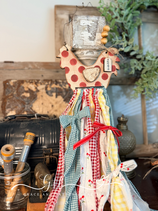 Rustic farmhouse Chicken Flag_Tea Towel Holder 638